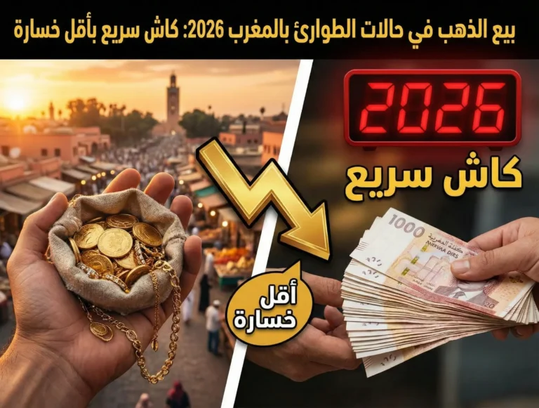 بيع الذهب في حالات الطوارئ بالمغرب 2026: كاش سريع بأقل خسارة