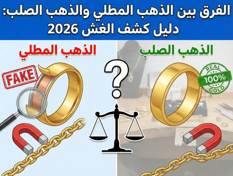 الفرق بين الذهب المطلي والذهب الصلب: دليل كشف الغش 2026