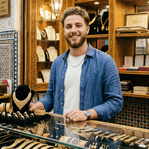 إياد خبير المجوهرات في إحدى قيساريات الذهب بالمغرب